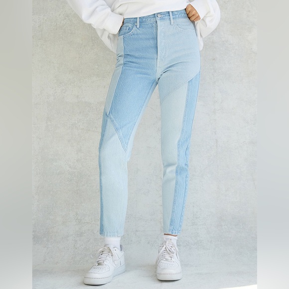 PacSun Denim - PacSun Eco Light Blue Patchwork Ultra High Waisted Slim Fit Jeans, Size 24